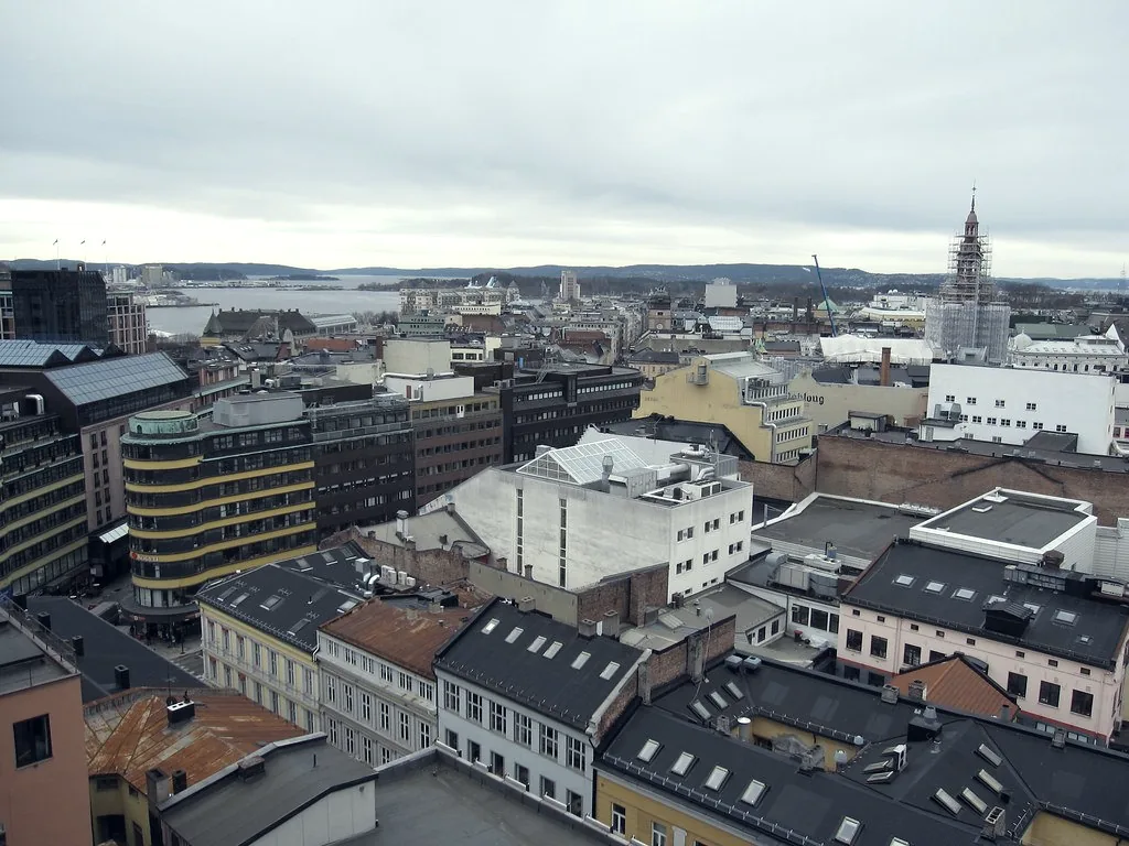 Rooftops of a dense city neighbourhood